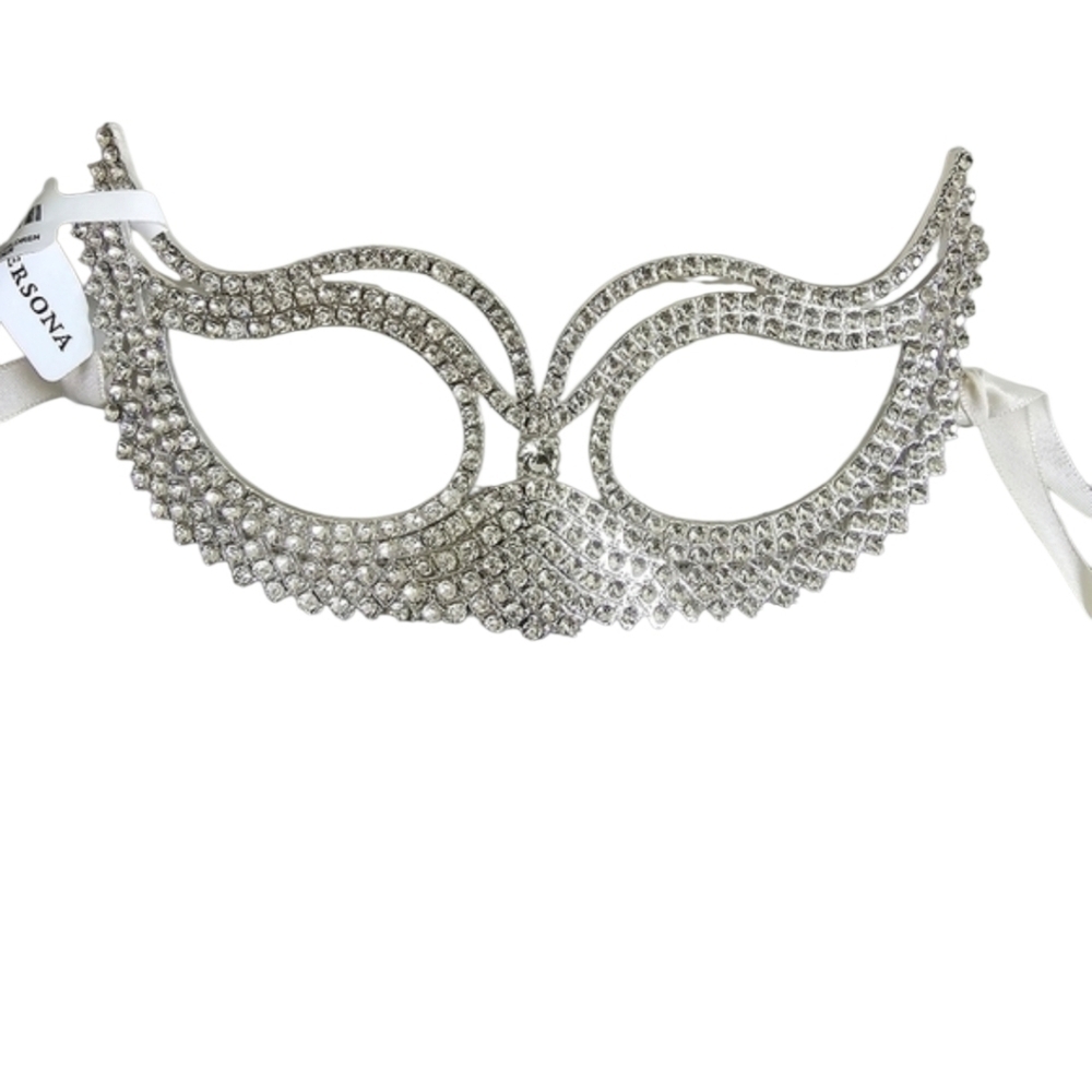 Silver Crystal Rhinestone Masquerade Gala Ball Party Mask Mardi Gras Sequins